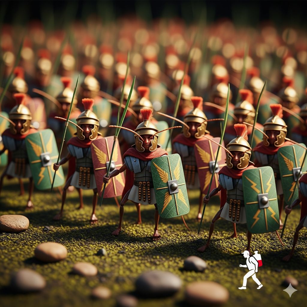 Mrówki rzymscy legioniści w szyku bojowym