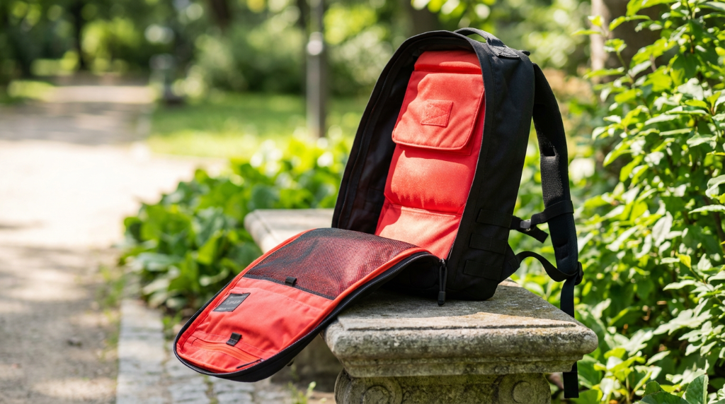 Otwarte wnętrze plecaka GORUCK Rucker 4.0 - widok na kieszenie